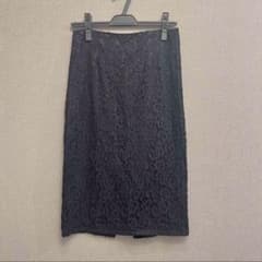 GU 総レース タイトスカート 膝下丈 バックスリット ブラック Mサイズのサムネイル