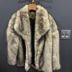 Y2K SHEIN フェイクファーコート ファージャケット 毛足長め グレー L