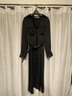 ZARA ブラック プリーツ シャツワンピースのサムネイル