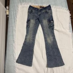 00s AFT JEANS フレアデニム カーゴパンツ 25インチ　ローライズのサムネイル