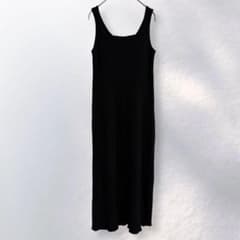 GU Sleeveless Rib Knit Dress, Simple, Plain, Size M (c772)