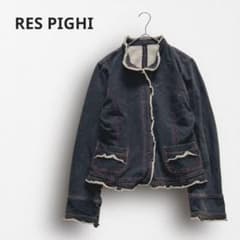 Y6864＊レスピーギ デニム風デザインジャケット ショート丈 可愛い♡ 黒