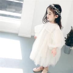 セレモニードレス 長袖 チュール 子ども服 レースワンピース 女の子 100cmのサムネイル
