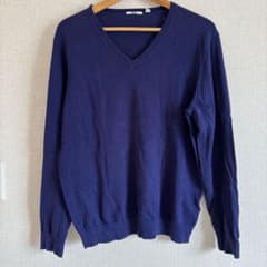 UNIQLO Vネックニット ネイビー　コットンのサムネイル
