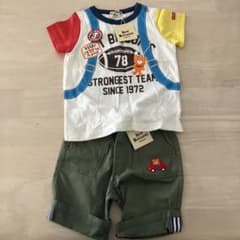 ミキハウスHot Biscuits Tシャツ80ショートパンツ90セット - メルカリ