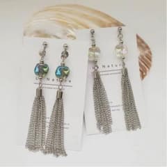 【未使用】ピアス オーロラ　タッセル　シルバーのサムネイル