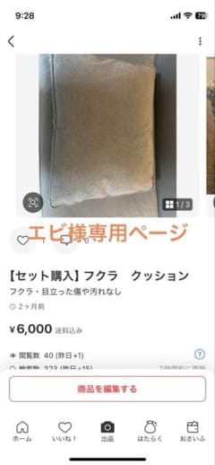 エビ様専用ページ【セット購入】フクラ　クッションのサムネイル