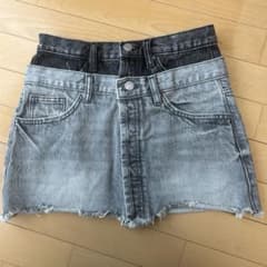 ZARAレイヤード風 デニムミニスカート グレー ブラックのサムネイル