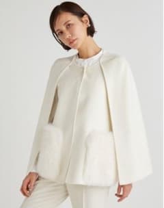 ☆未使用タグ付☆セルフォードファーポケットケープジャケットホワイト