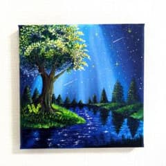 幻想的なファンタジー風景 アクリル画リーフグリーンA 幻想的な森/アクリル画チュートリアル/Easy/Fantastic Forest/Woods