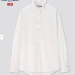ユニクロイネス　コットンフリルブラウス　白のサムネイル