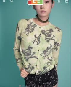 韓ブラ IGUSA glitter skull cardigan カーディガン - メルカリ