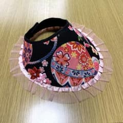 うさぎ用服（ケープ）　花（赤×ピンク）×レース（ピンク）のサムネイル