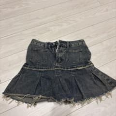 デニム プリーツ ミニスカート カットオフのサムネイル