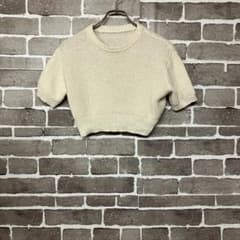 【GRL】試着のみ 粗編ショート丈半袖ニット ホワイト グレイル