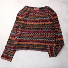 色彩の魔術師 ジグザグパターン柄 ミッソーニ マルチカラー チュニックニット MISSONI ミッソーニ ジグザグ マルチカラー ニット M〜L イタリア製