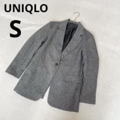 UNIQLO ユニクロ シングルボタン テーラードジャケット 総柄 グレイ S