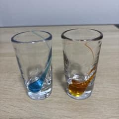 琉球ガラス ミニグラス 2個セット ブルー オレンジのサムネイル