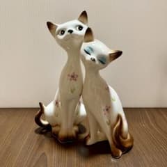 昭和レトロ 陶器 猫の置物 シャムネコ ペア - メルカリ