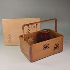 ウ320 煙草盆『大崎雄斉作』『鵬雲斎好桐透か桑手付 莨盆 莨入付 共箱