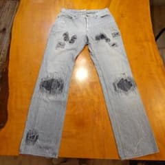 ナンバーナイン　ストライプ ダメージデニムパンツのサムネイル
