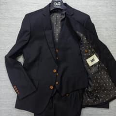 極美品】MB スリーピーススーツ 黒 ブラック ウール100 日本製 裏地星