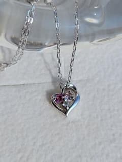 美品☆4℃ K10金 WG ネックレス ハート ハート サファイア - メルカリ