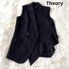 Theory セオリー アシンメトリー テーラードジレ ベスト 黒 リネン Theory セオリー アシンメトリー テーラードジレ ベスト 黒 リネン