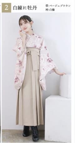 簡易袴セット 白練に牡丹 - メルカリ