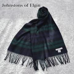 美品】 ジョンストンズ カシミヤ100％ 中判ストール ブラックウォッチ