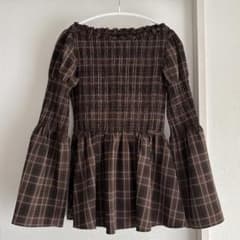 Herlipto Checked Flared Peplum Top ブラウン | Mercari