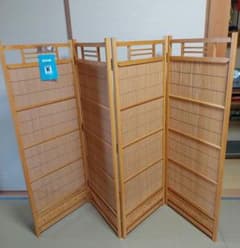 土肥家具 木製 4連パーテーション ナチュラル 和風 衝立 折り畳み 