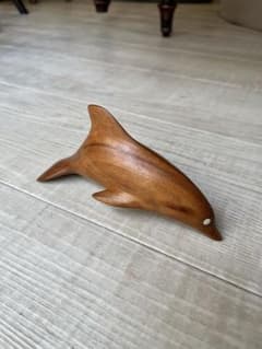 ビンテージ 木彫り イルカ 置物 オブジェ ミッドセンチュリー 工芸