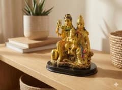 黄金の家族神像 シヴァ パールヴァティー ガネーシャ 家庭円満 守護