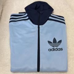 adidas トラックジャケット ライトブルー ネイビーのサムネイル