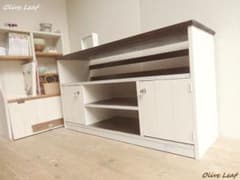 サイズ、デザインオーダー可！●２扉ローキャビネット●シャビーホワイト●受注製作 XANDER DESIGNS JULIE 2DOOR LOW CABINET WHITE OAK / サンダー
