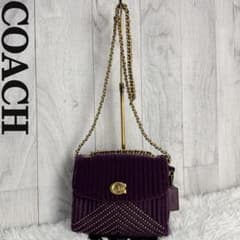 COACH コーチ Cロゴ ターンロック ベロア キルティング ショルダー 