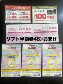 【バラ売り可】ホワイトピアたかす リフト半額券 4枚 おまけ付きのサムネイル