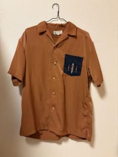 TITICACAブラウン半袖シャツ /ボーリングシャツ / 開襟シャツ Lサイズのサムネイル