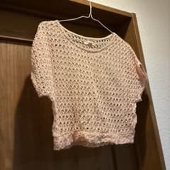 ピンク メッシュ編み セーター Mサイズのサムネイル