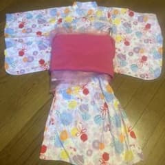 キッズ 浴衣ドレス ヨーヨー柄 ピンク　130cmのサムネイル