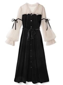 GRL ベロア　ワンピース　黒のサムネイル