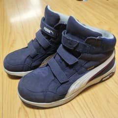 26.5cm PUMA 安全靴 ハイカット ベルクロ ネイビーのサムネイル