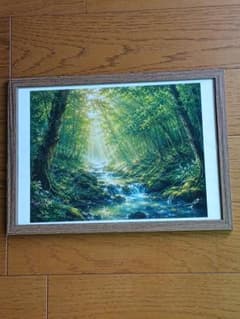 木漏れ日の森と渓流 風景アート『額付き』のサムネイル