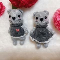 グレーの猫あみぐるみ2体セットのサムネイル