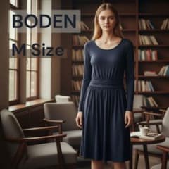 Boden レディース 長袖 ワンピース ネイビー