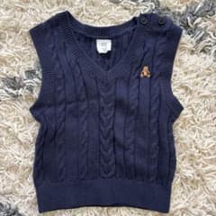 GAP ネイビー ケーブル編み ニット ベスト　6-12ヶ月のサムネイル