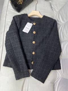 ジャケット[新]シャンネル風　黒　Lサイズ