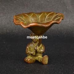 銅器 蓮葉童子蓮葉香託 茶道 仏堂薫香炉 香道具 装飾品 工芸品 置物