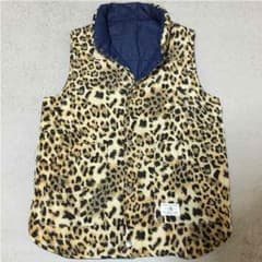 ヒョウ柄 デニム  ダウンベスト  リバーシブル  Lサイズのサムネイル